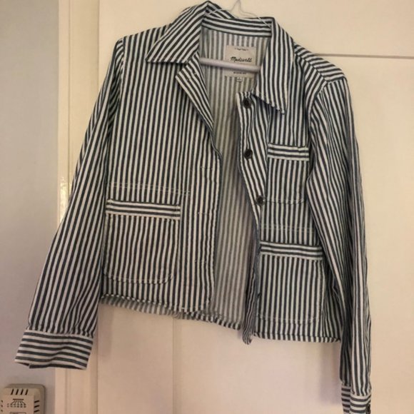Madewell Shrunken Workwear Jacket in Poppy Stripe - Picture 3 of 4